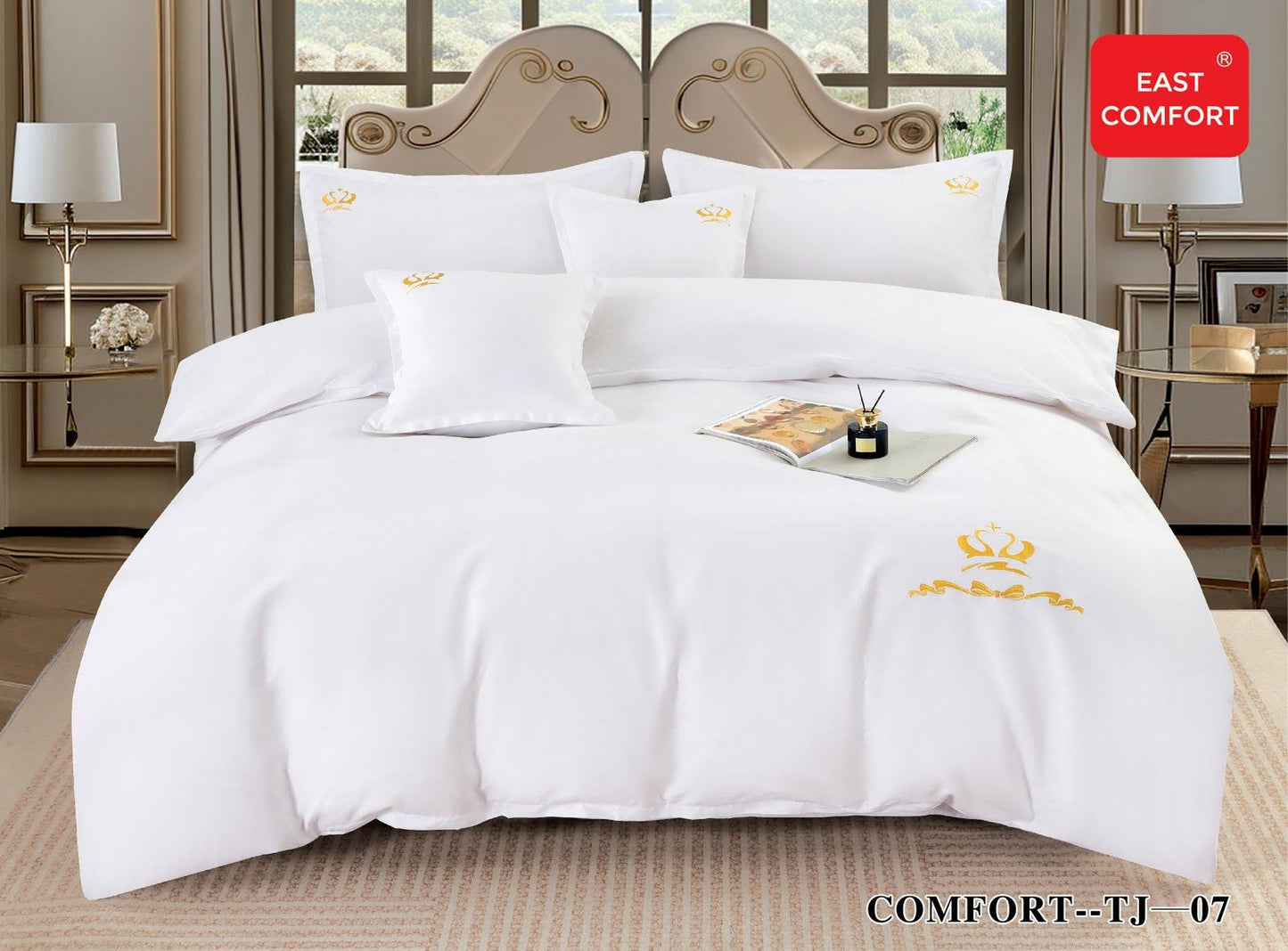 Lenjerie Bumbac Premium de Lux, 6 Piese, Alb Uni-D5981