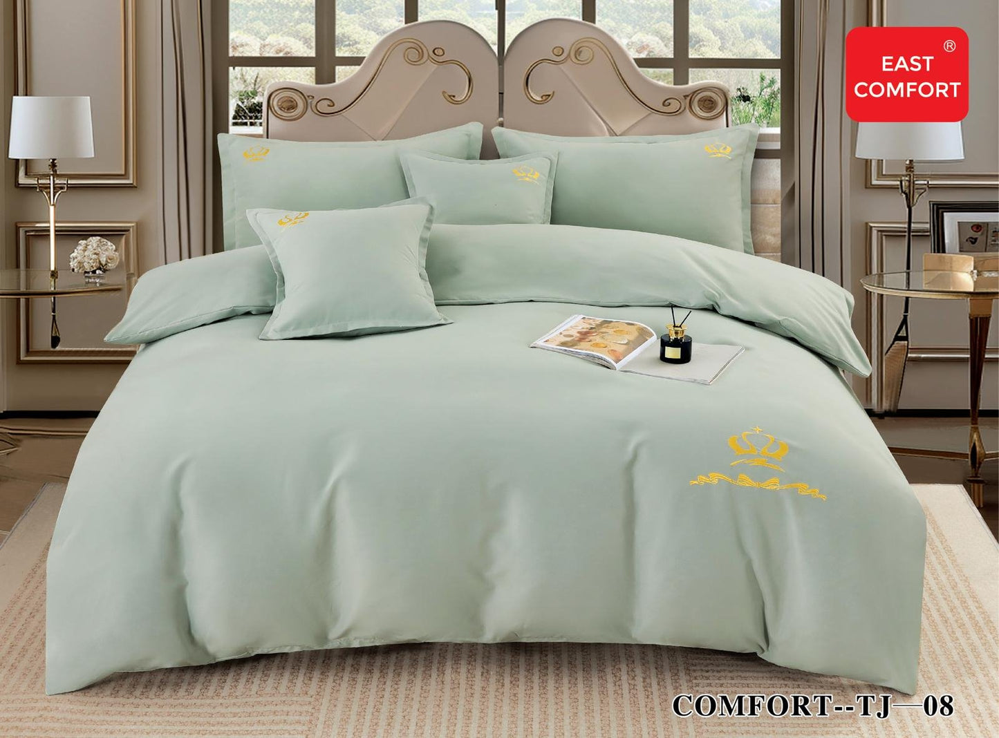 Lenjerie Bumbac Premium de Lux, 6 Piese, Verde Uni-D5975