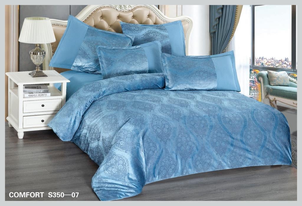 Lenjerie Catifea 6 Piese, Bleu-D3484