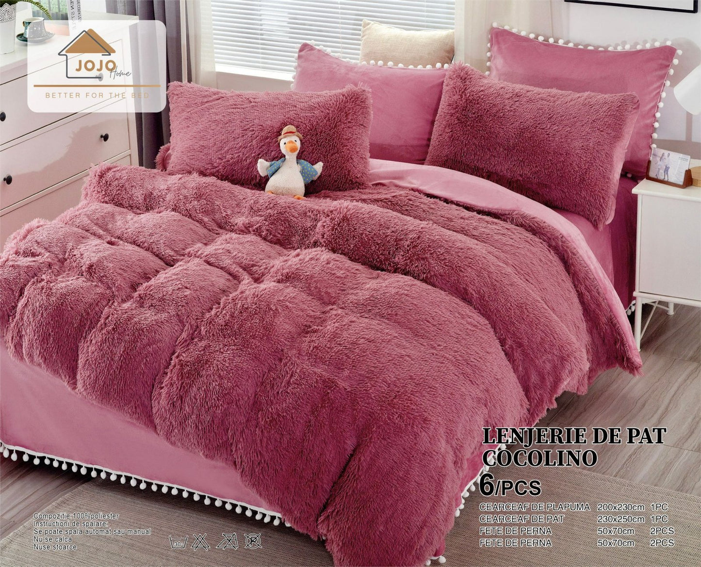 Lenjerie Cocolino Fluffy Pufoasa, 6 Piese, Roz Inchis-C4131