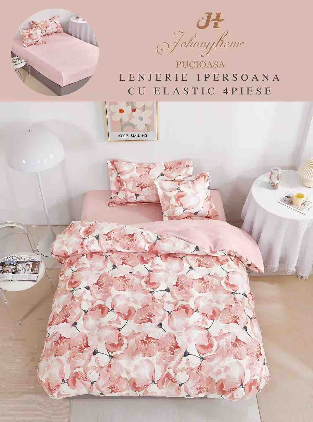 Lenjerie Finet 4 Piese 1 Persoana, cu Elastic, Magnolii-H7423