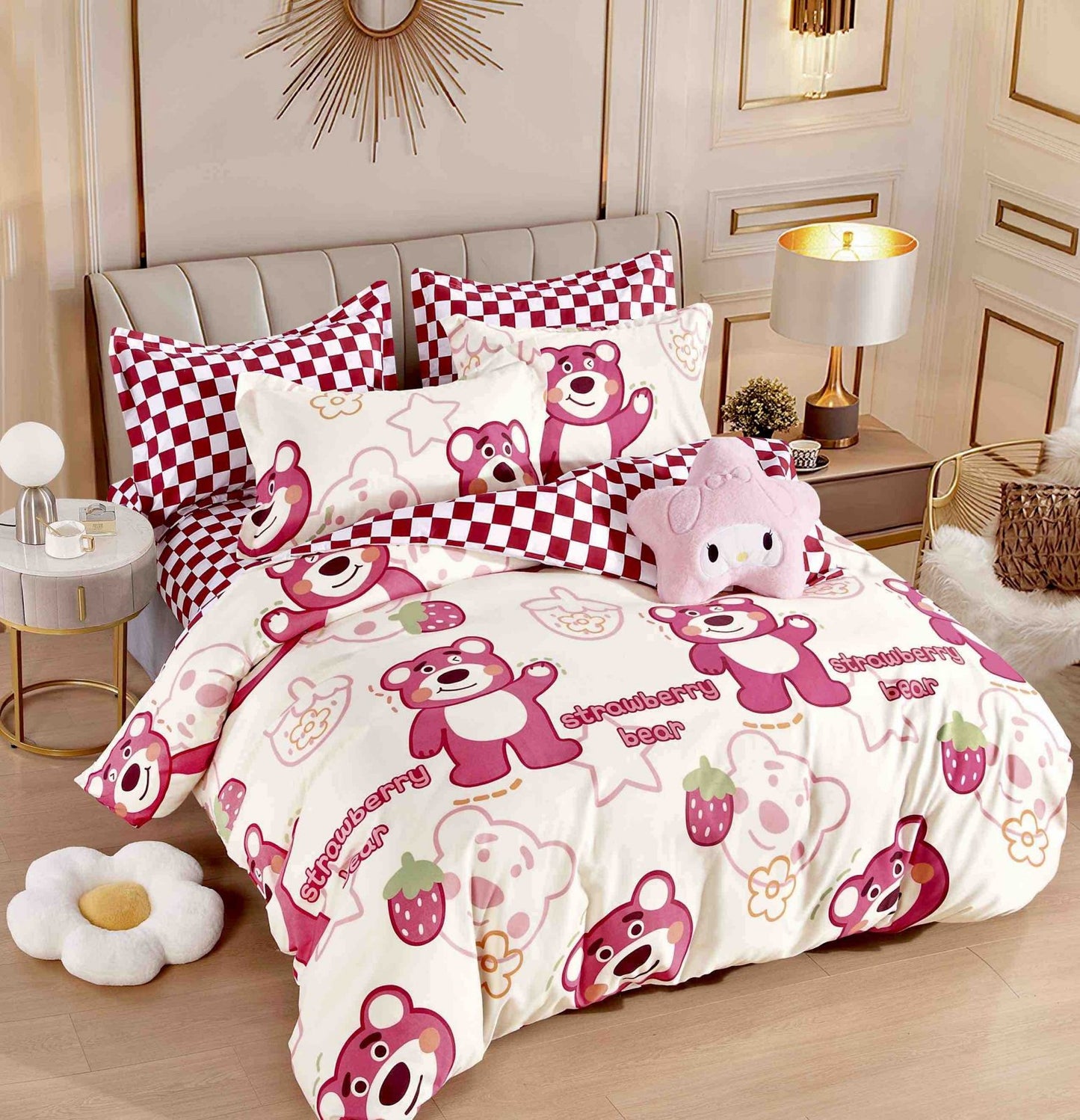 Lenjerie Finet 4 Piese 1 Persoana, Strawberry Bear-C7646