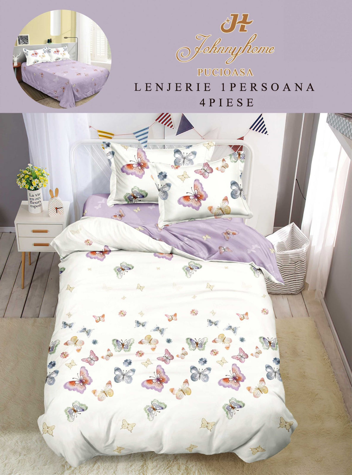 Lenjerie Finet 4 Piese 1 Persoana, Fluturasi-H7710