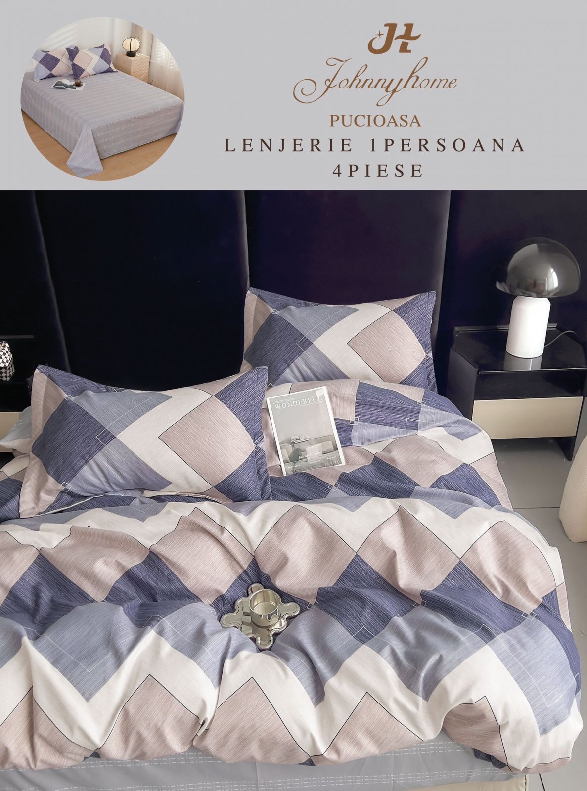 Lenjerie Finet 4 Piese 1 Persoana, Romburi-H7209