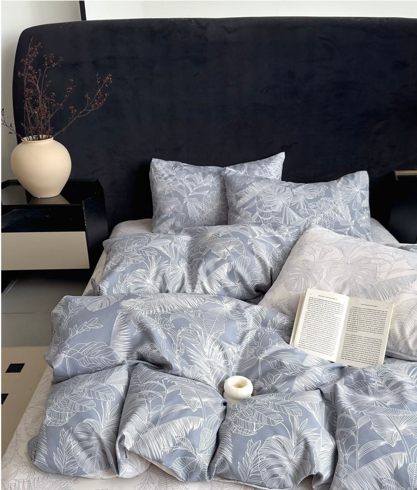 Lenjerie Pat Dublu din Finet, 6 Piese, Frunzulite-C7899