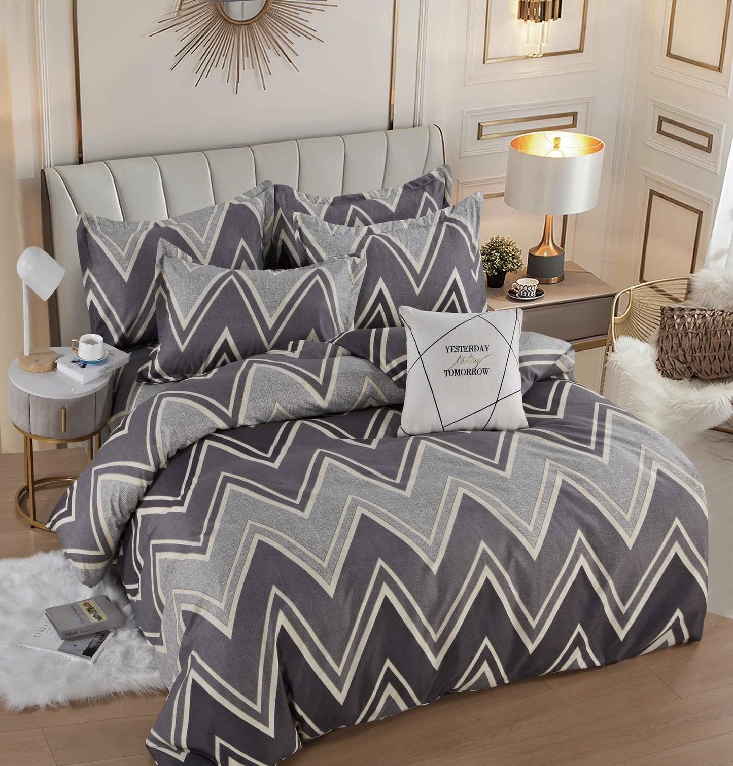 Lenjerie Pat Dublu din Finet, 6 Piese, Zig Zag-C7898