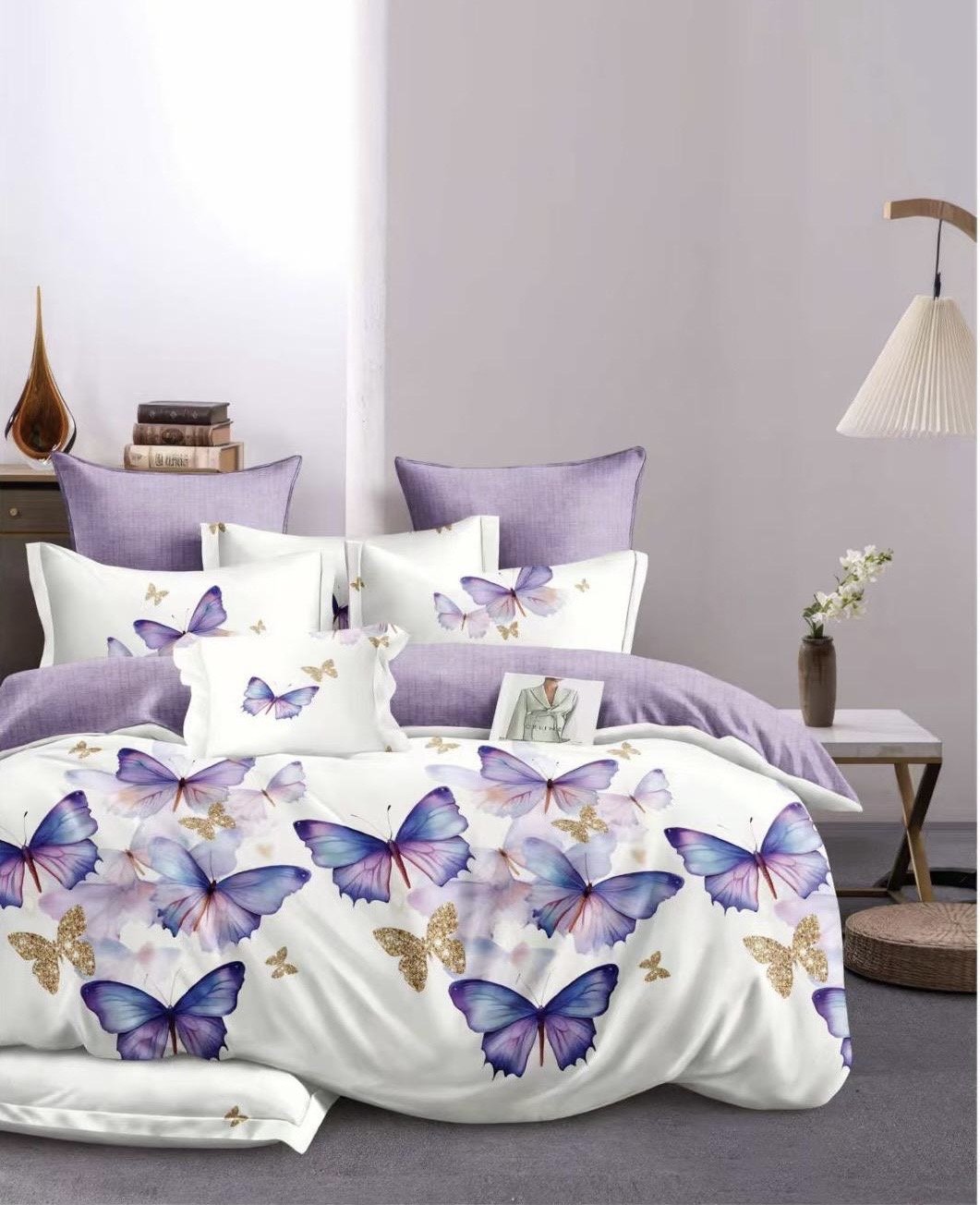 Lenjerie Pat Dublu din Finet, 6 Piese, Fluturasi-D7570