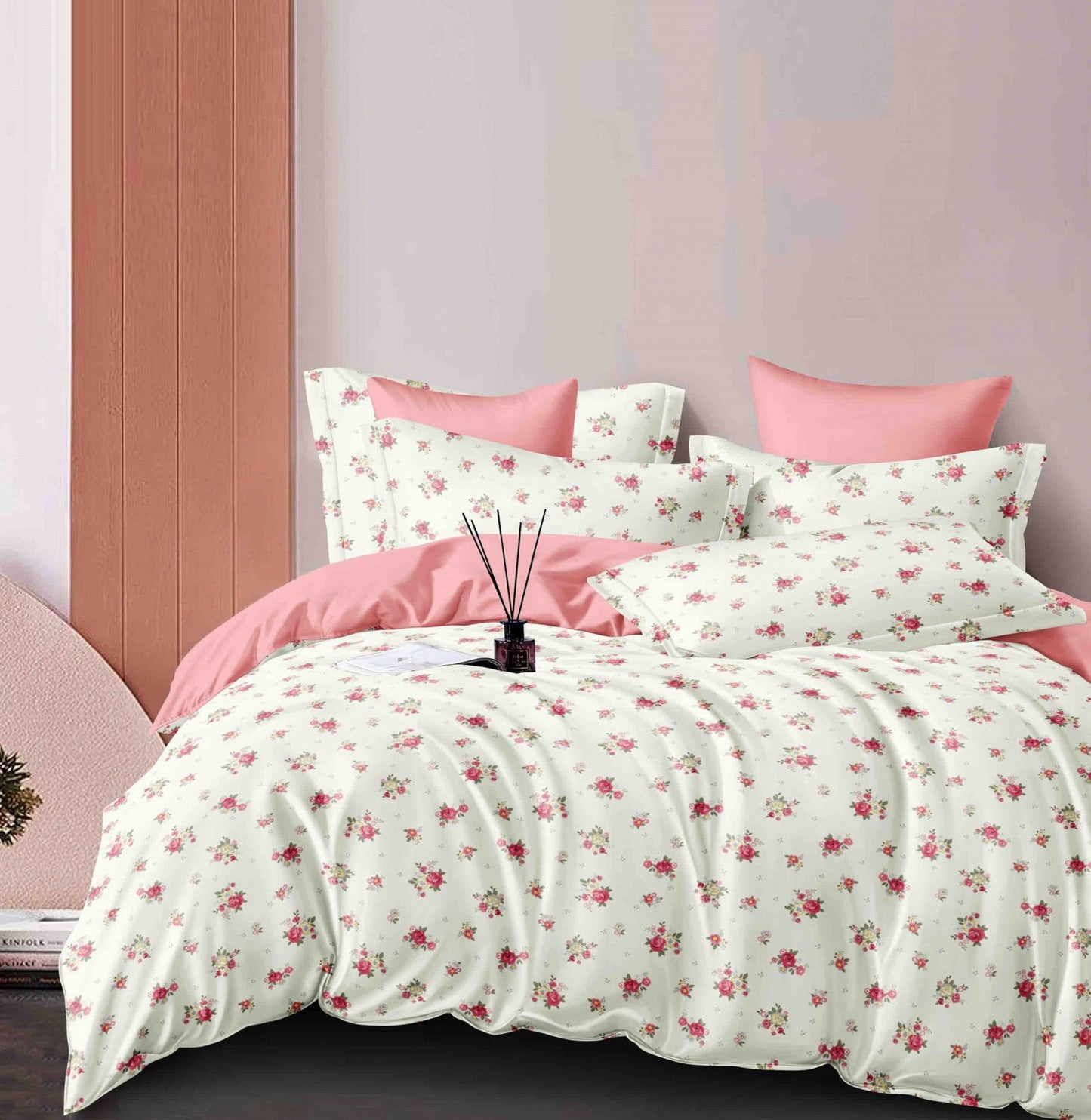 Lenjerie Pat Dublu din Finet, 6 Piese, Floricele-C7497