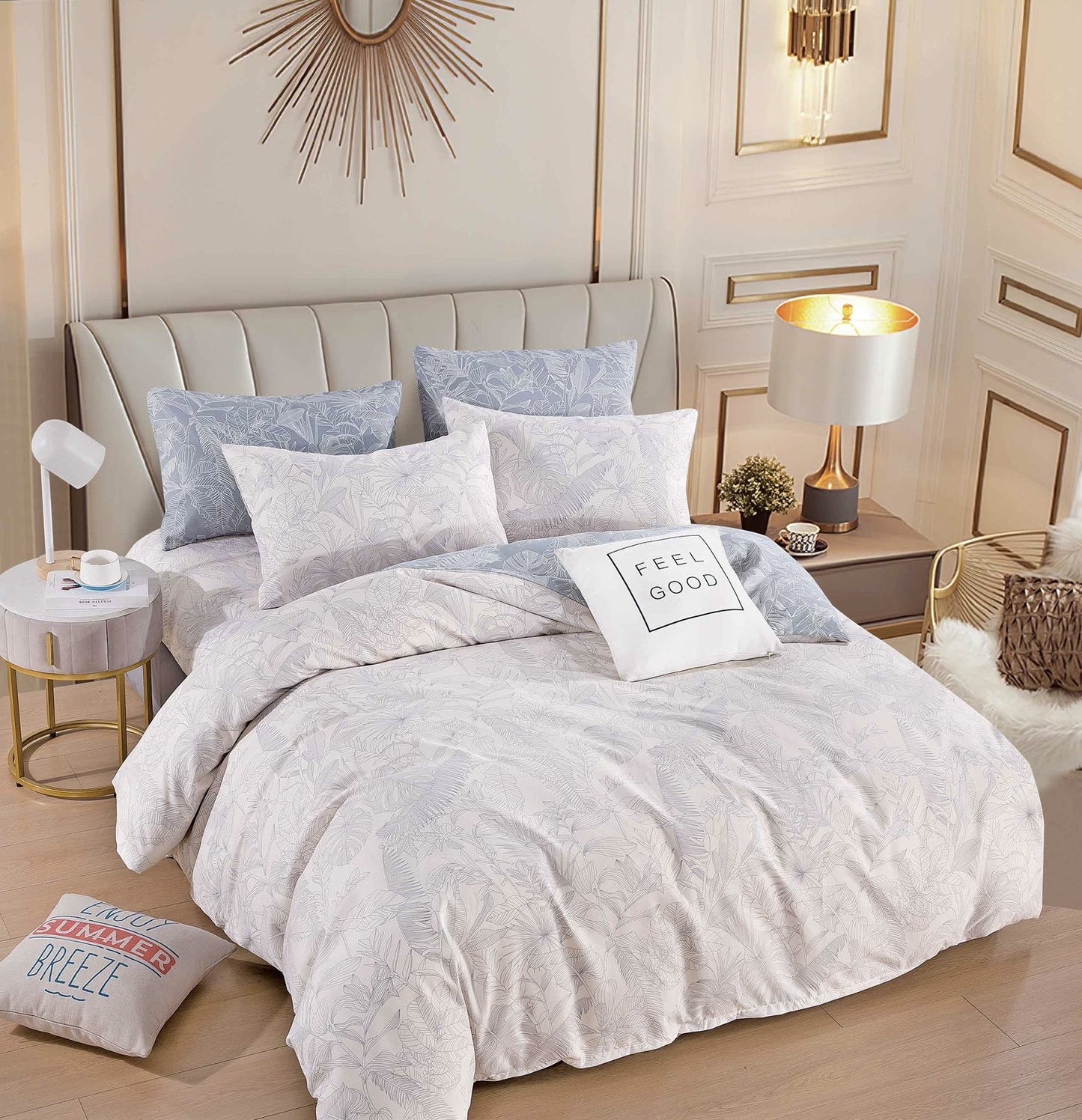 Lenjerie Pat Dublu din Finet, 6 Piese, Frunzulite-C7889