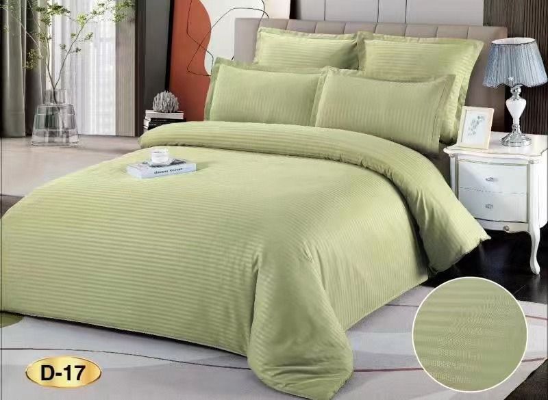 Lenjerie Pat Dublu din Bumbac Damasc, 6 Piese, Verde Fistic-D9229
