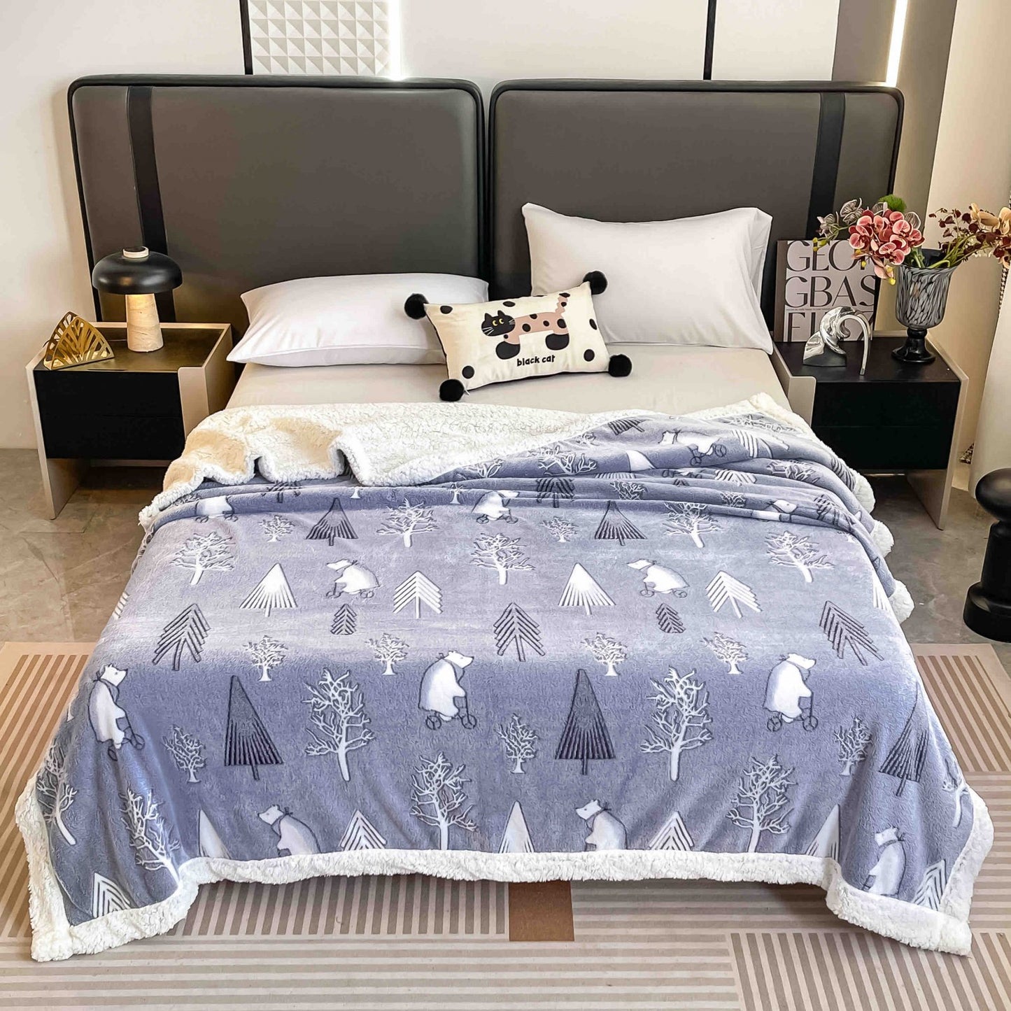 Patura Cocolino cu Blanita, 200x230cm, Copacei/Ursuleti-C7490