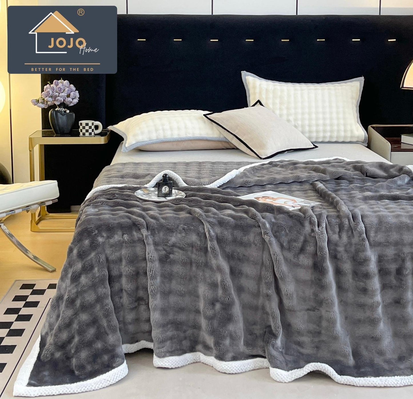 Patura Pufoasa Cocolino Premium, 200x230cm, Gri Inchis-C7133