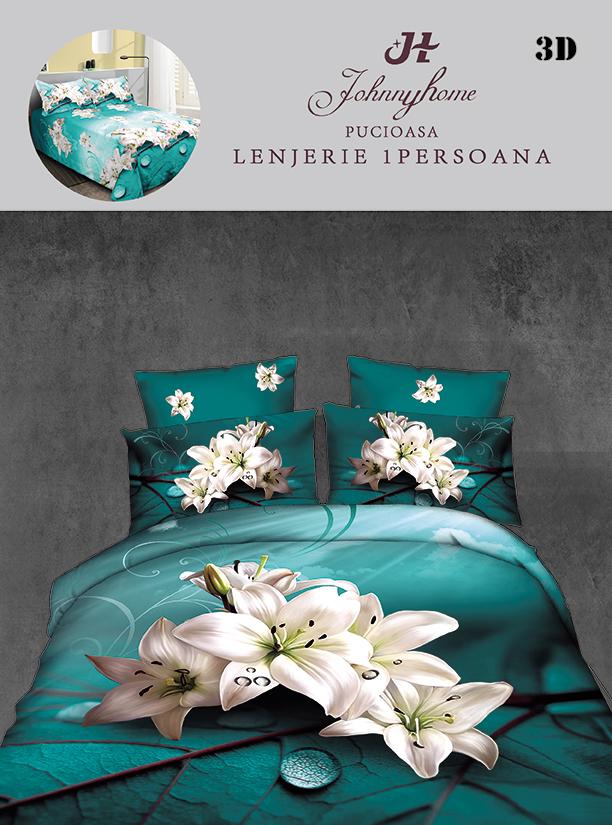 Lenjerie 3D, 1 Persoana Bumbac Satinat, 4 Piese-H10900