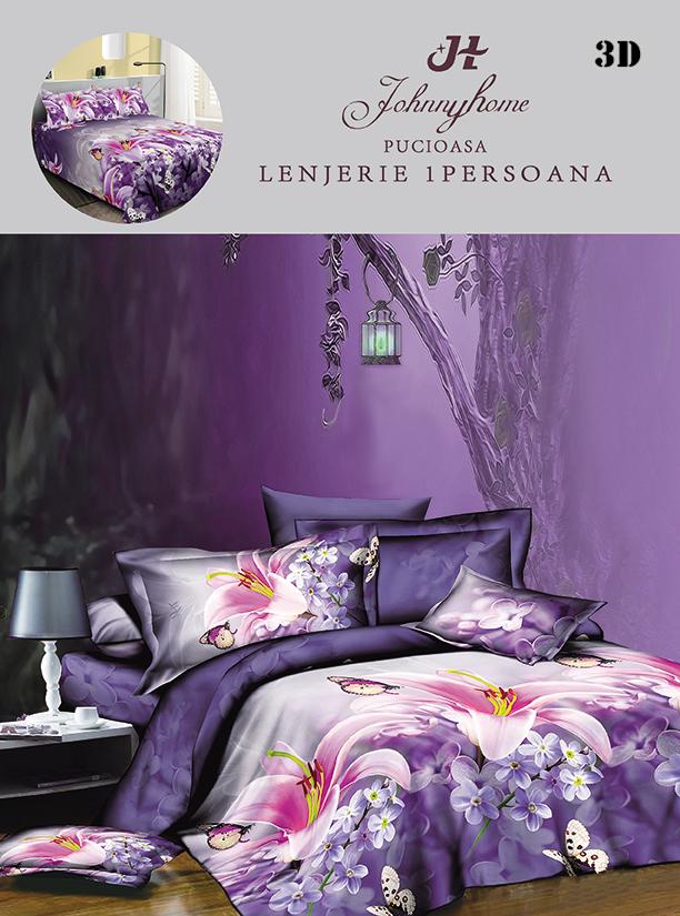 Lenjerie 3D, 1 Persoana Bumbac Satinat, 4 Piese-H10886