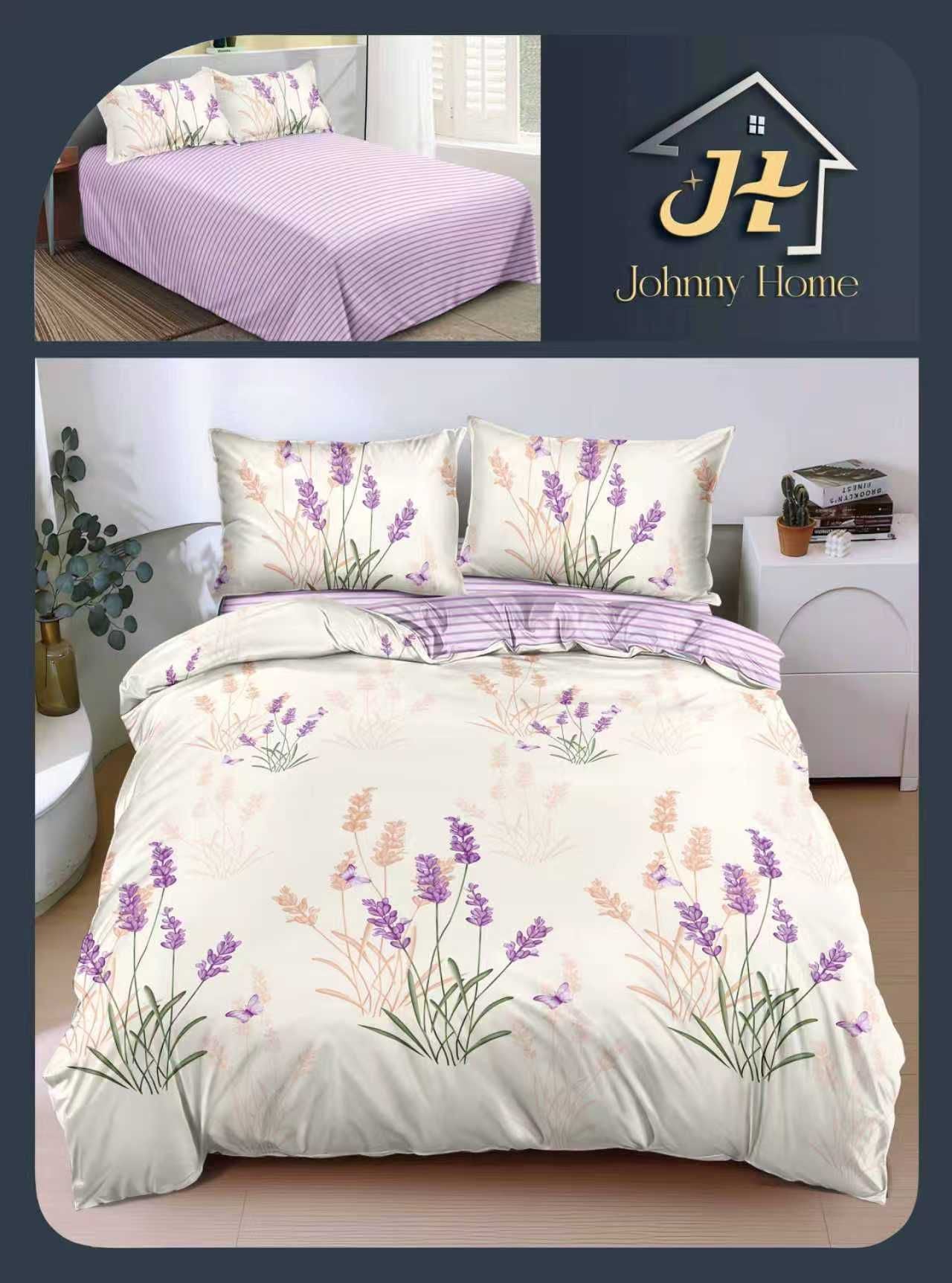 Lenjerie Pat Dublu Bumbac Satinat, 4 Piese, Lavanda-H10853