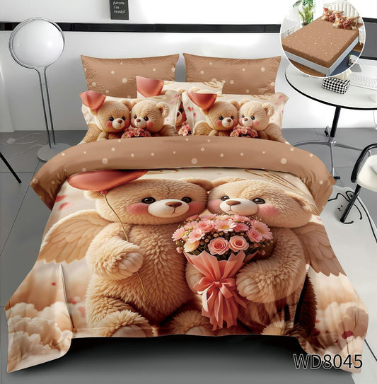 Lenjerie 5D Finet 4 Piese, cu Elastic, Imprimeu Identic cu Poza, Ursuleti-P8973
