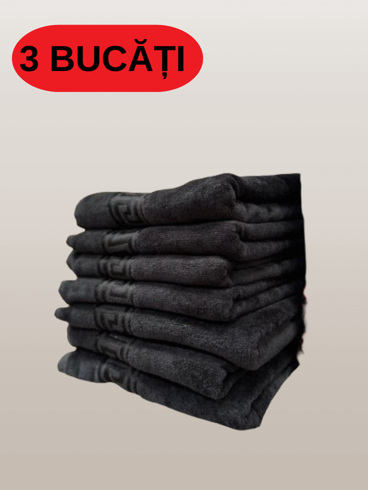 Set 3 Prosoape Baie, Bumbac 100%, 50x90cm, Negru-ZP10