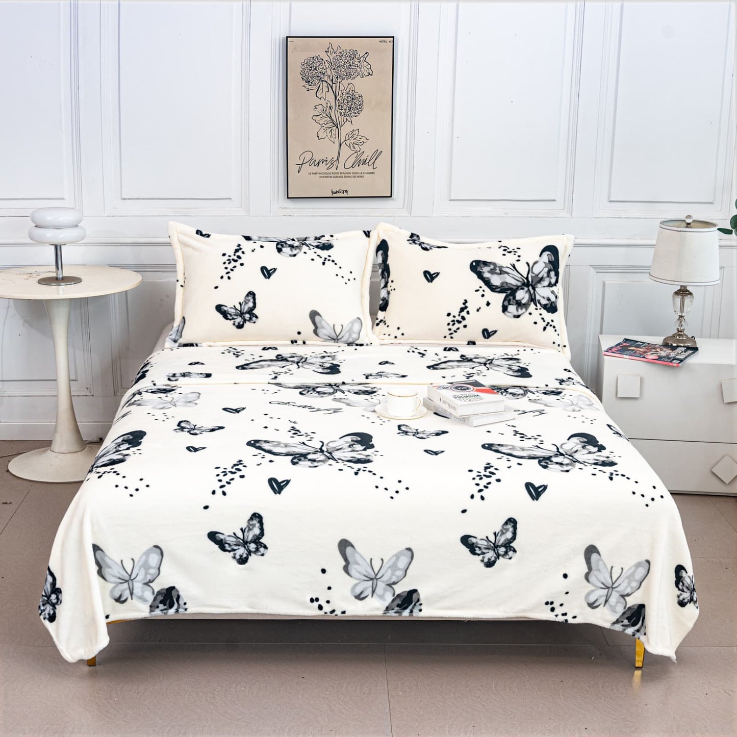 Set Patura Cocolino Moale+2 Fete de Perna 52x78cm, Fluturasi-A9544