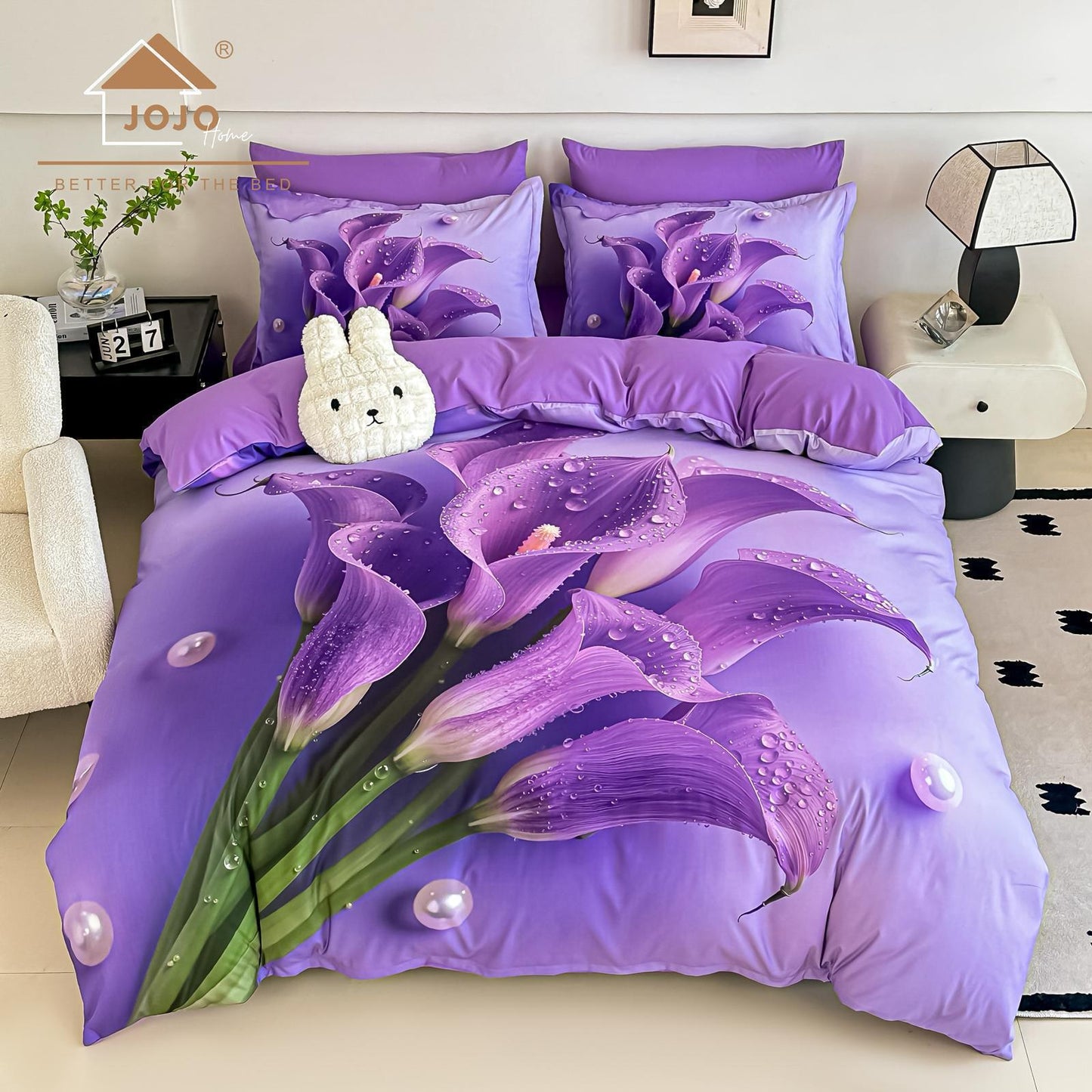 Lenjerie 5D Finet 6 Piese, cu Elastic, Imprimeu Digital Identic cu Poza, Floricele-C11045