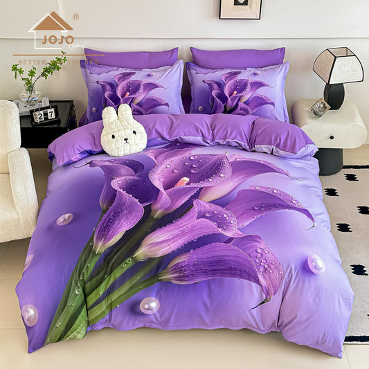Lenjerie 5D Finet 6 Piese, cu Elastic, Imprimeu Digital Identic cu Poza, Floricele-C11045