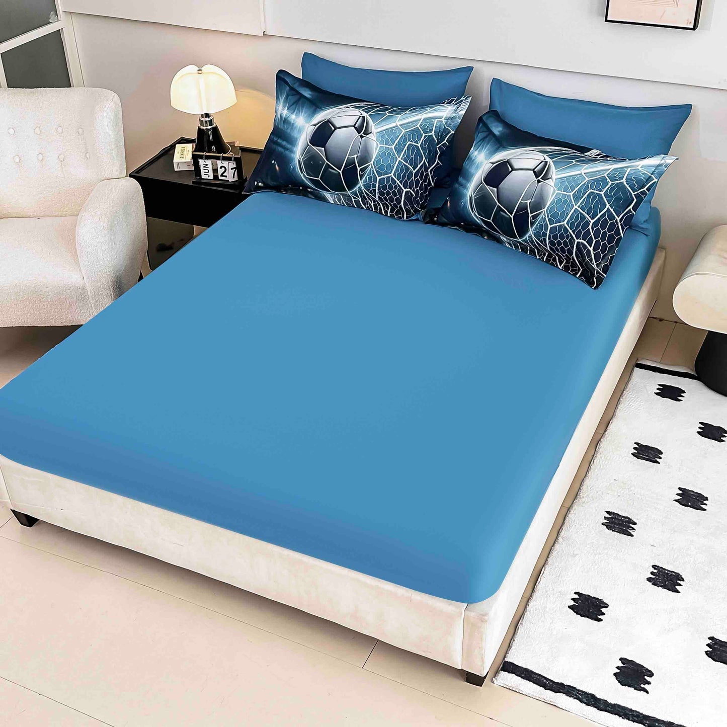 Lenjerie 5D Finet, 4 Piese, 1 Persoana, cu Elastic, Imprimeu Digital Identic cu Poza-C9787