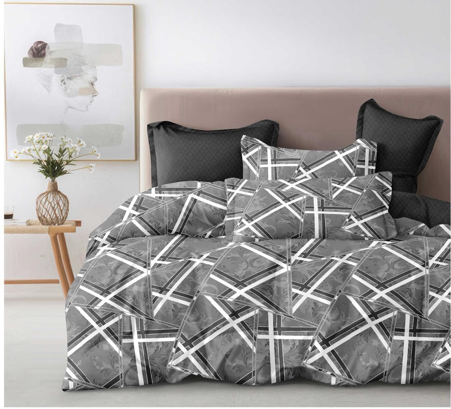 Lenjerie Pat Dublu din Finet, 6 Piese, Zig Zag-D8582