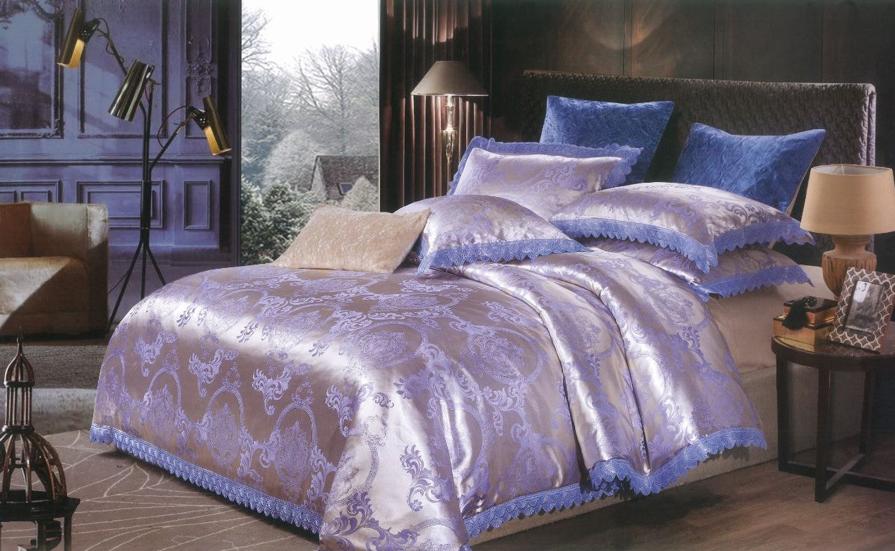 Lenjerie de pat Jacquard Premium De Lux, 6 Piese, Lila/Model Regal-R10365