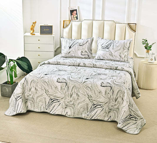 Cuvertura De Pat 3 Piese, din Bumbac Satinat, Pictura-A7834