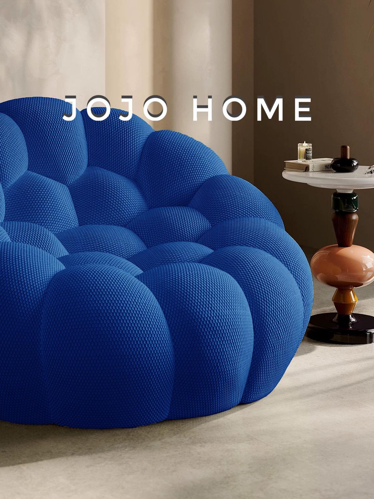 Fotoliu Premium Bubbly cu Sustinere Ergonomica HD Foam, Catifea Reiata, Albastru-C9466