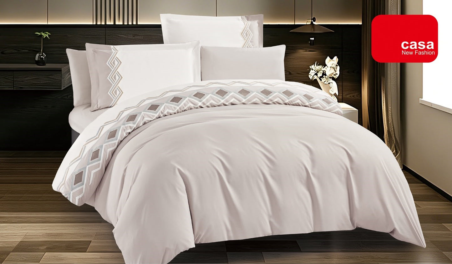 Lenjerie Luxury din Bumbac Finetat Superior, cu Broderie, 4 Piese-R11172
