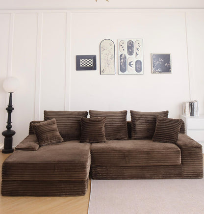 Coltar Premium Elysia, cu Susținere Ergonomică HD Foam, Catifea Reiata, Maro-C10010