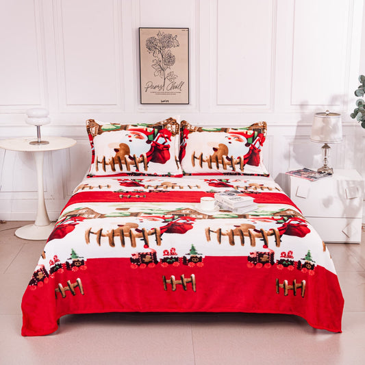 Set Patura Cocolino Moale+2 Fete de Perna 52x78cm, Mos Craciun-A9543