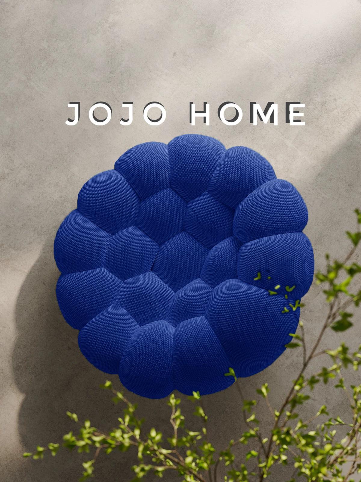 Fotoliu Premium Bubbly cu Sustinere Ergonomica HD Foam, Catifea Reiata, Albastru-C9466