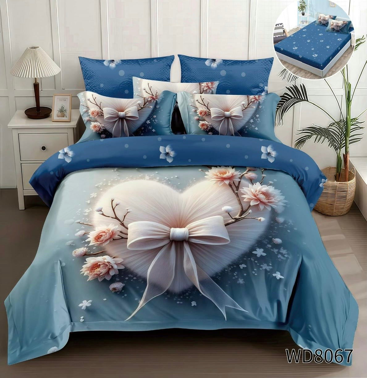 Lenjerie 5D Finet 4 Piese, cu Elastic, Imprimeu Identic cu Poza, Romantic Floral-P8983