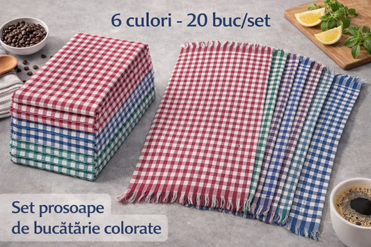 Set 20 Prosoape Bucatarie din Bumbac, 40x60cm, 6 Culori-HP10622