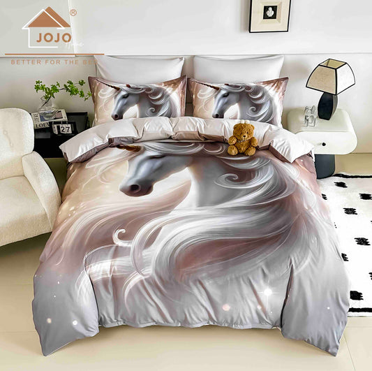 Lenjerie 5D Finet, 4 Piese, 1 Persoana, cu Elastic, Imprimeu Digital Identic cu Poza-C9781