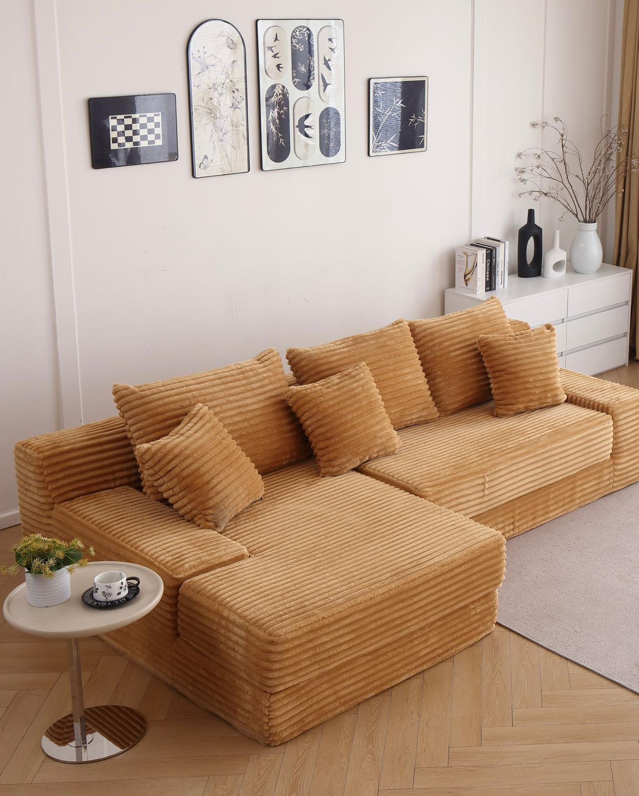 Coltar Premium Elysia, cu Susținere Ergonomică HD Foam, Catifea Reiata, Mustar-C10011