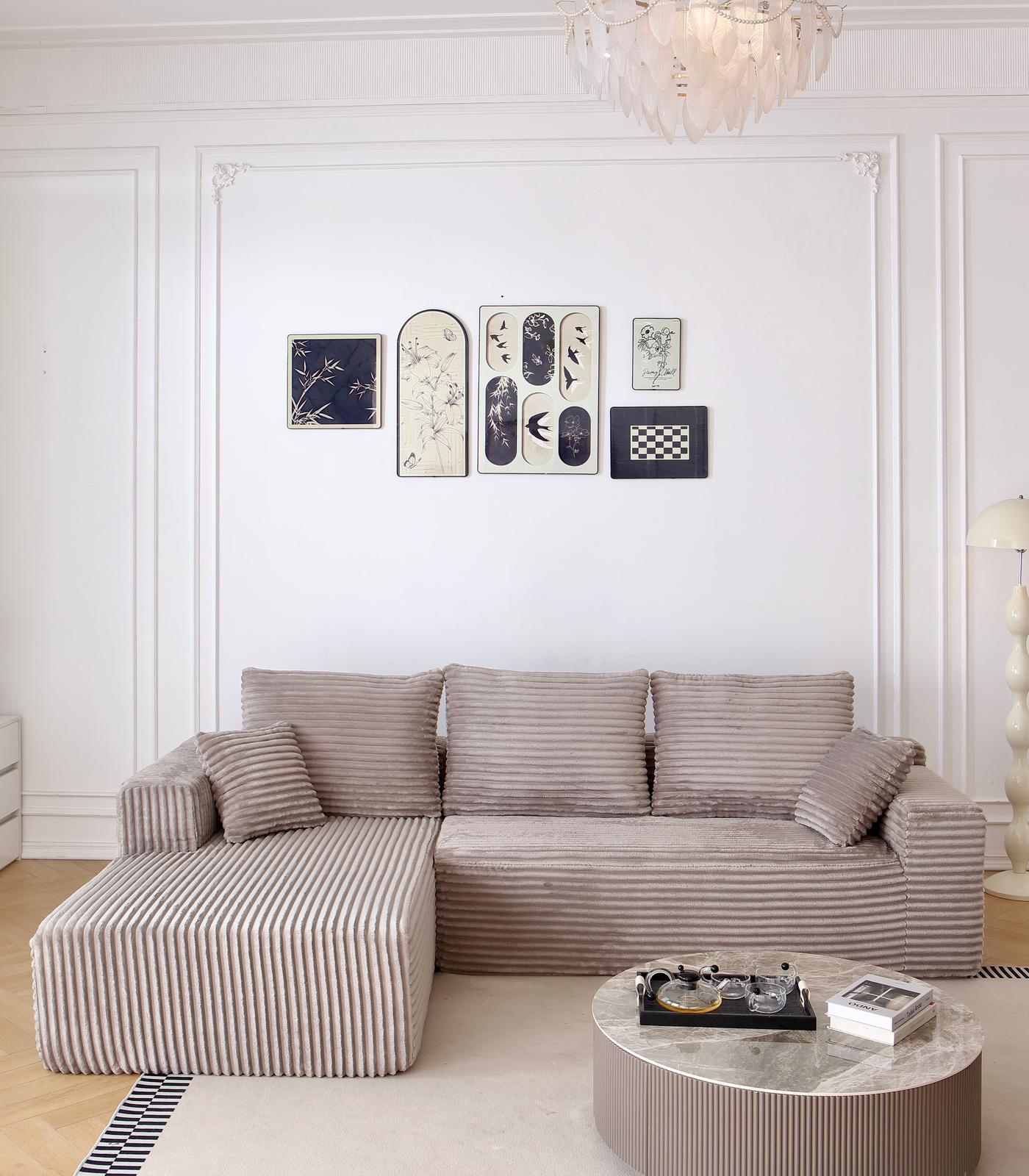 Coltar Premium Saphyra, cu Susținere Ergonomică HD Foam, Catifea Reiata, Bej-C9481