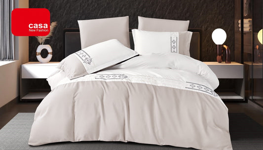 Lenjerie Luxury din Bumbac Finetat Superior, cu Broderie, 4 Piese-R11174