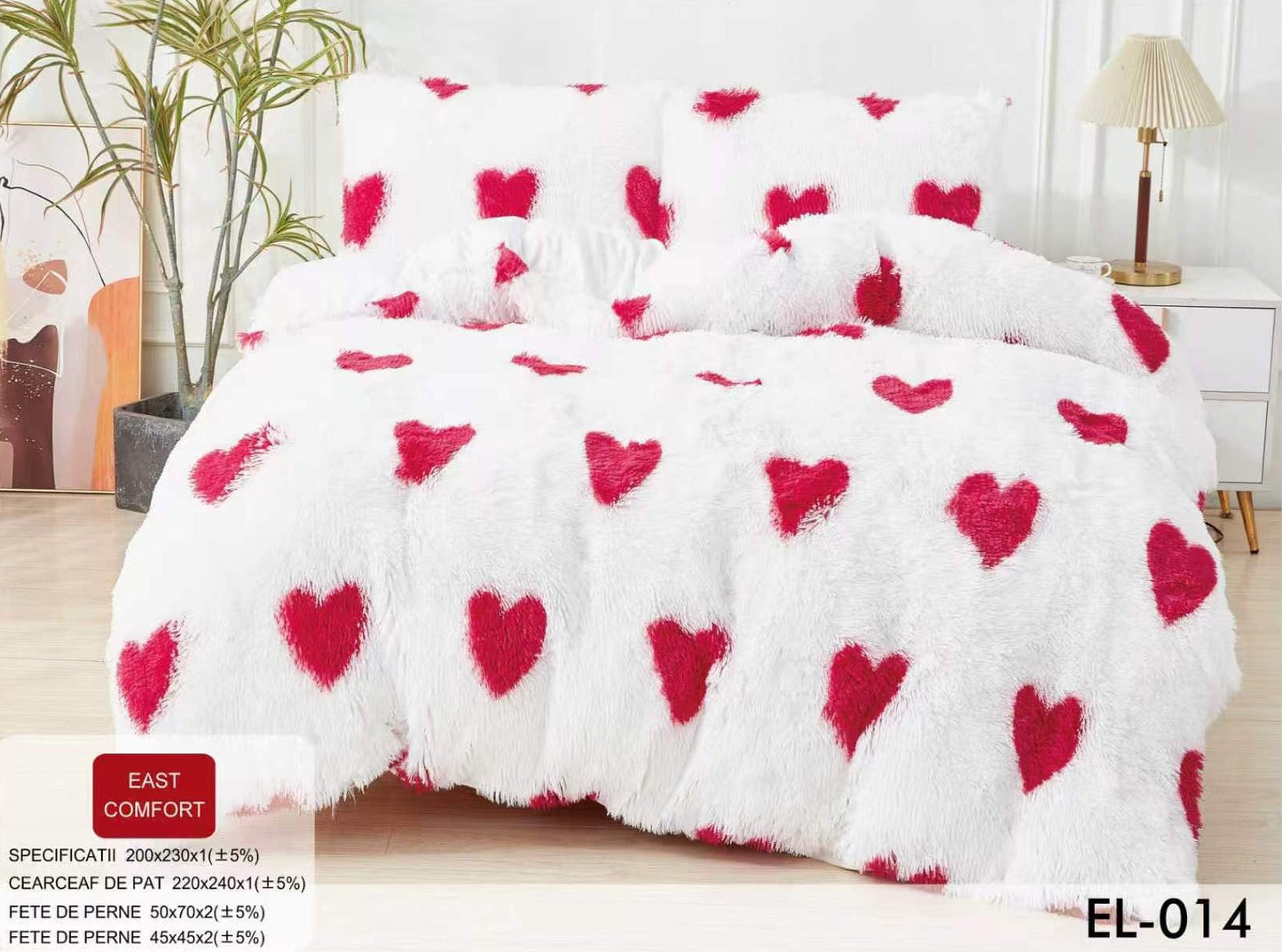 Lenjerie Cocolino Fluffy Pufoasa, 6 Piese, Inimioare-D11318