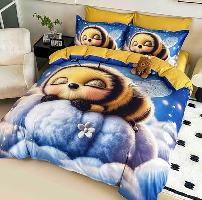 Lenjerie 5D Finet, 4 Piese, 1 Persoana, cu Elastic, Imprimeu Digital Identic cu Poza-C9784