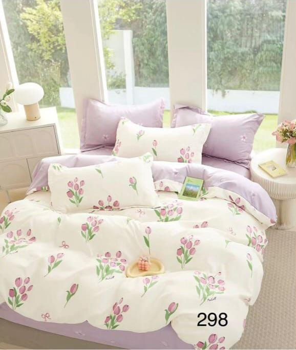 Lenjerie Pat Dublu din Finet, 6 Piese, Lalele-D9873