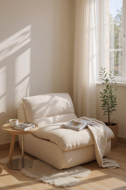 Fotoliu Premium Aveline, cu Sustinere Ergonomica HD Foam, Catifea, Crem-C10008