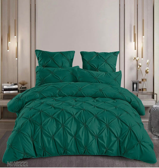 Lenjerie Finet Premium Soft Touch, 6 Piese, cu Elastic si Pliuri Brodate, Verde-P10449