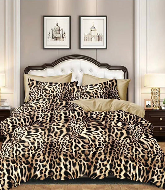 Lenjerie Bumbac 100%, 4 Piese, Pat Dublu, Animal Print-V10066