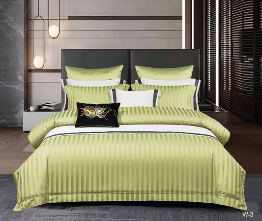 Lenjerie Bumbac Damasc Deluxe, 6 Piese cu Elastic, Verde Lime-V10708