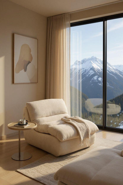 Fotoliu Premium Aveline, cu Sustinere Ergonomica HD Foam, Catifea, Crem-C10008