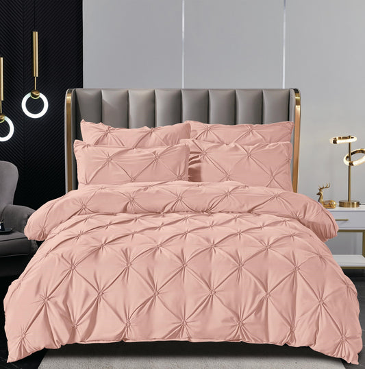 Lenjerie Bumbac Finetat Premium, Soft Touch, 6 Piese, cu Elastic si Pliuri Brodate, Rose-C11047