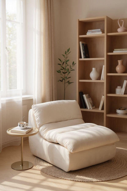 Fotoliu Premium Aveline, cu Sustinere Ergonomica HD Foam, Catifea, Crem-C10008