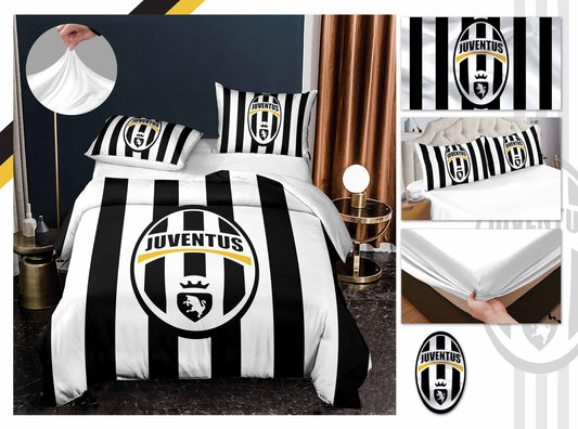 Lenjerie Pat Dublu, Finet, 4 Piese cu Elastic, Echipa Football, Juventus-H9306
